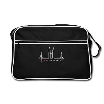 Kuala Lumpur Skyline Herzschlag Malaysia Love KLCC - Retro Tasche - Schwarz/Weiß - Vorne