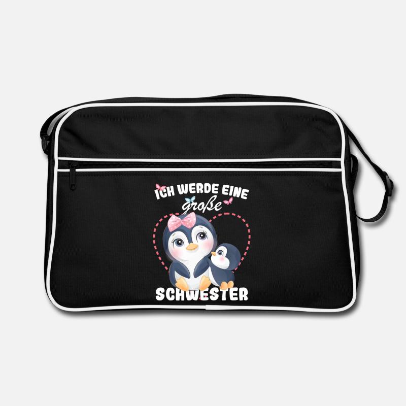 Nachwuchs Verkünden Ich Werde Große Schwester 2027 - Retro Tasche - Schwarz/Weiß