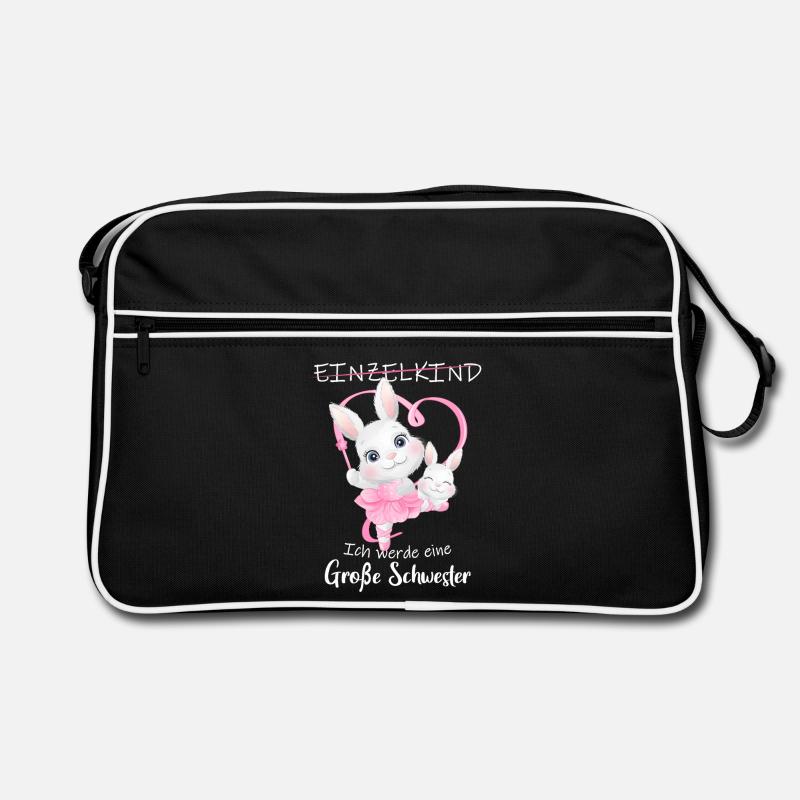 Nachwuchs Verkünden Ich Werde Große Schwester 2027 - Retro Tasche - Schwarz/Weiß