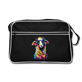 Sheep Lamb Sheep Domestic Sheep Shepherd Sweet Sheep - Retro Bag - black/white - Front