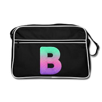 Letter B with fur and pastel gradient - Retro Bag - black/white - Front