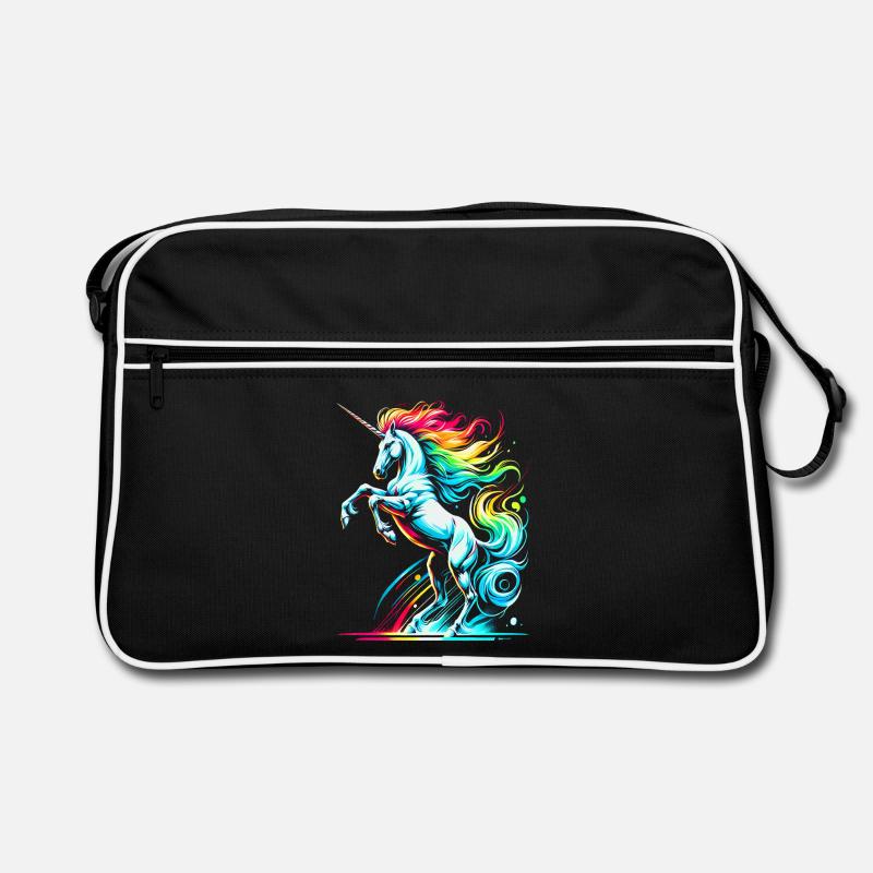 Lebendige Neon-Einhorn-Toleranz-Illustration Retro Tasche