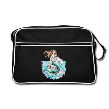 Sirène Illustration Fantaisie Créatures Marines - Sac Retro - noir/blanc - Devant