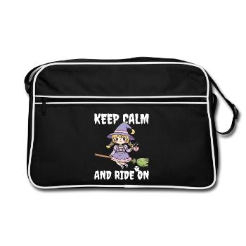 KEEP CALM AND RIDE ON - WITCH HALLOWEEN - Retro Bag - black/white - Front