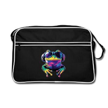 Frog Little Toad Tree Frog Frog Prince Frogs - Retro Bag - black/white - Front