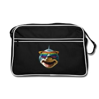 requin requin tigre requin plongeur requins mignons grand requin blanc - Sac Retro - noir/blanc - Devant