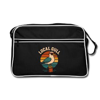 Local Gull – coole Retro Möwe mit Sonnenbrille - Retro Tasche - Schwarz/Weiß - Vorne