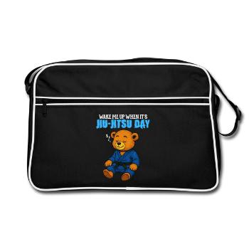 Weck mich auf, wenn Jiu-Jitsu-Tag ist - BJJ Humor - Retro Tasche - Schwarz/Weiß - Vorne