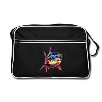 requin requin tigre requin plongeur requins mignons grand requin blanc - Sac Retro - noir/blanc - Devant