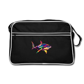 requin requin tigre requin plongeur requins mignons grand requin blanc - Sac Retro - noir/blanc - Devant