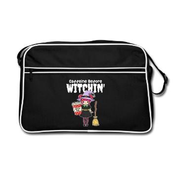CAFFEINE BEFORE WITCHIN' - WITCH HALLOWEEN - Retro Bag - black/white - Front