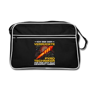 Verrückte Pyrotechniker Böllern Feuerwerk - Retro Tasche - Schwarz/Weiß - Vorne