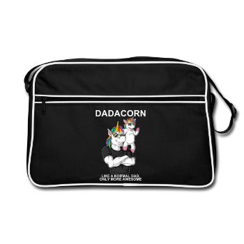 Illustration humoristique de papa licorne - Sac Retro - noir/blanc - Devant