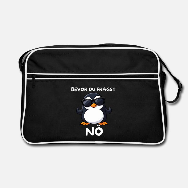 Pinguin mit Sonnenbrille NÖ - Retro Tasche - Schwarz/Weiß