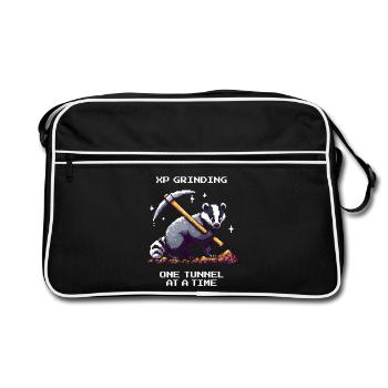 XP agricole – Tunnel par tunnel | Blaireau creusant la forêt - Sac Retro - noir/blanc - Devant