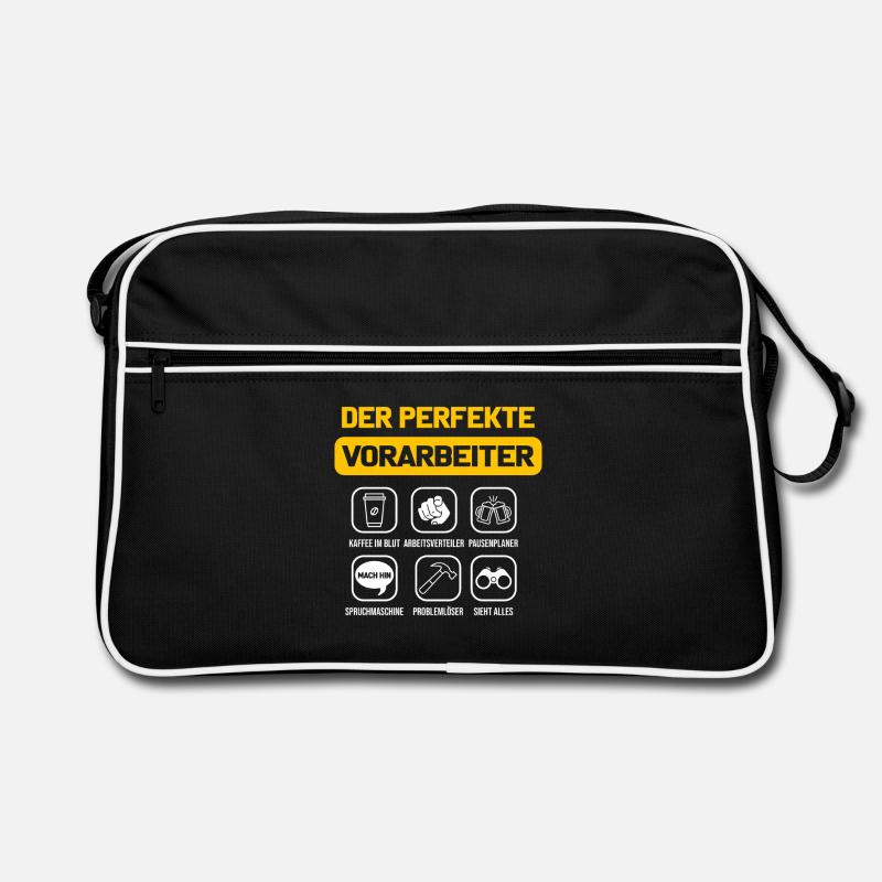 Der perfekte Vorarbeiter Polier Baustelle Bau - Retro Tasche - Schwarz/Weiß