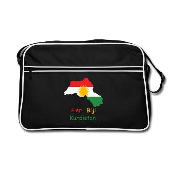 Drapeau du Kurdistan avec soleil kurde - Sac Retro - noir/blanc - Devant