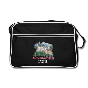 Neuschwanstein Castle - Retro Tasche - Schwarz/Weiß - Vorne