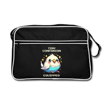 Kleiner Begleiter ausgerüstet | Wellensittich - Retro Tasche - Schwarz/Weiß - Vorne