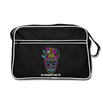 Thoughts Are Free - Neon Skull - Retro Bag - black/white - Front