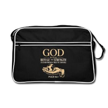 Dieu est notre refuge et notre force – Psaume 46:1 - Sac Retro - noir/blanc - Devant