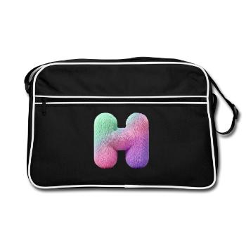 Lettre H en aspect fourrure pastel et dégradé de couleurs - Sac Retro - noir/blanc - Devant