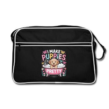 Toiletteur pour chiens JE RENDS LES CHIOTS JOLIS Soins pour chiots - Sac Retro - noir/blanc - Devant