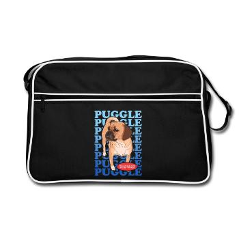 Puggle Dog Owner Gift - Retro Bag - black/white - Front