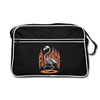 Flamingo Flames Skeleton Halloween - Retro Bag - black/white - Front
