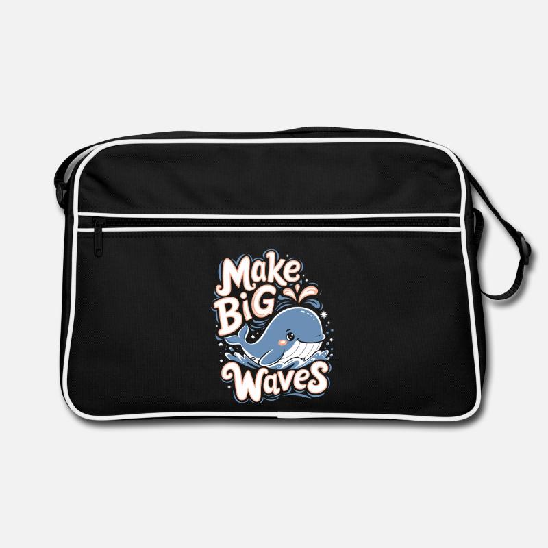 Ocean Conservation: Make Big Waves - Cute Whale Retro Bag