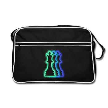 Pièces d'échecs, silhouettes de joueurs d'échecs - Sac Retro - noir/blanc - Devant