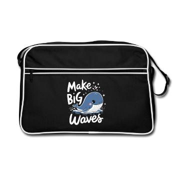 Protection des océans : de grosses vagues frappent - Sac Retro - noir/blanc - Devant