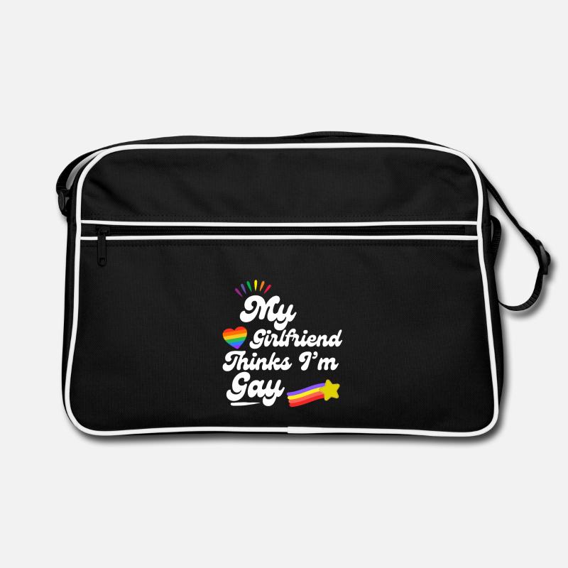 Rainbow Pride Heart Keepsake Design - Retro Bag - black/white