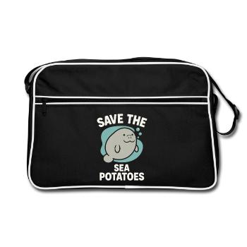 Lamantin passionné bœuf de mer amateur de salade d’amour - Sac Retro - noir/blanc - Devant