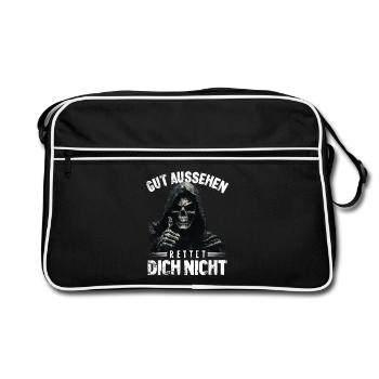 Avoir une belle apparence ne vous sauvera pas, dit la Grande Faucheuse. - Sac Retro - noir/blanc - Devant