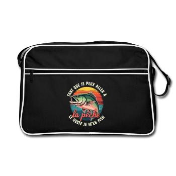 Hommage an die Fischerei und die Freiheit - Retro Tasche - Schwarz/Weiß - Vorne