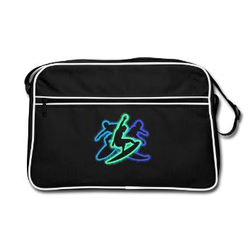 Surfing Silhouettes Surfboard Surfer Boys Men - Retro Bag - black/white - Front
