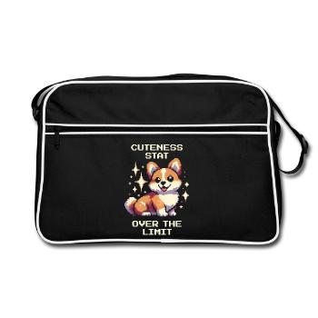 Cuteness Value: Over the Limit | Corgi Humor - Retro Bag - black/white - Front