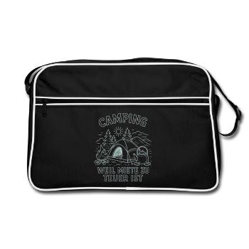 Camping Weil Miete Zu Teuer Ist Abenteuer Natur - Retro Tasche - Schwarz/Weiß - Vorne