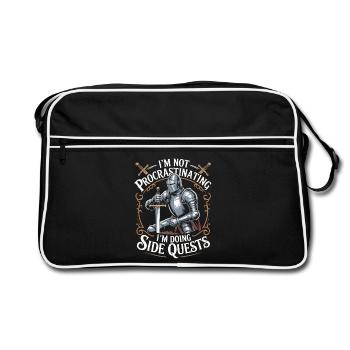 Je ne tergiverse pas, je fais des quêtes secondaires - Sac Retro - noir/blanc - Devant