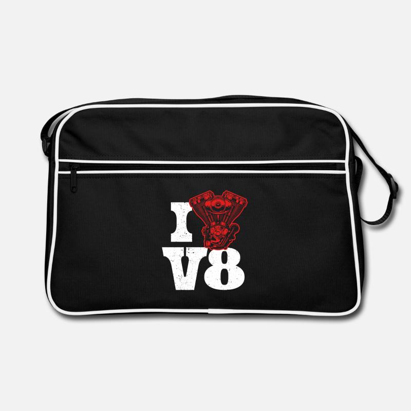 I Love V8 Engine Car Lover Tuning Retro Bag