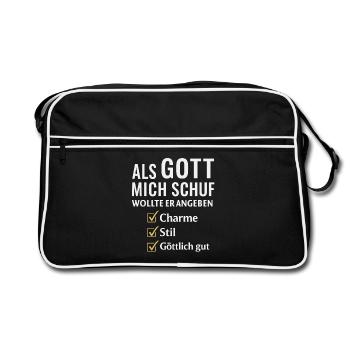 Proverb: When God created me, he wanted to show off - Retro Bag - black/white - Front