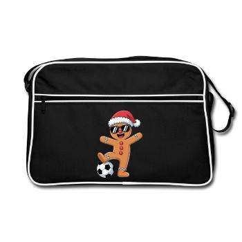 Funny Soccer Christmas Cartoon - Retro Tasche - Schwarz/Weiß - Vorne