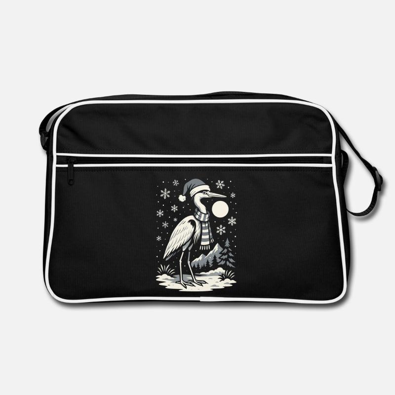 Winter-decorating stork with winter hat Retro Bag