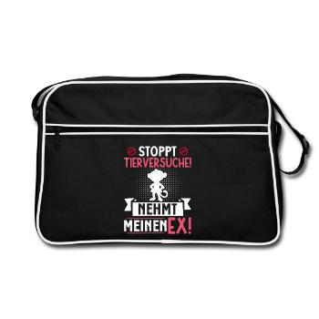 Animal welfare STOP ANIMAL TESTING TAKE MY EX - Retro Bag - black/white - Front
