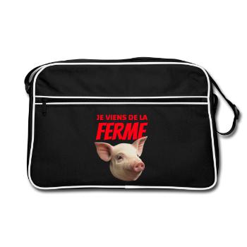 I come from Tête de Cochon Farm - Retro Bag - black/white - Front
