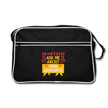 Deaf Deaf Ask Me About Sign Language - Retro Bag - black/white - Front