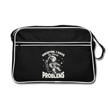  Houston I Have So Many Problems Funny Space Cat - Retro Tasche - Schwarz/Weiß - Vorne