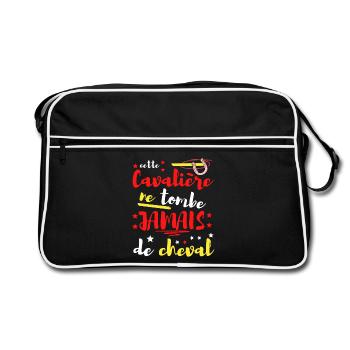 Cette Cavaliere Ne Tombe JAMAIS de cheval - Sac Retro - noir/blanc - Devant