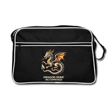 Drachenmodus aktiviert | Fantasy RPG Pixel Art - Retro Tasche - Schwarz/Weiß - Vorne